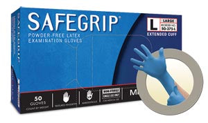 ANSELL MICROFLEX SAFEGRIP® POWDER-FREE EXTENDED CUFF LATEX EXAM GLOVES-SG-375-L
