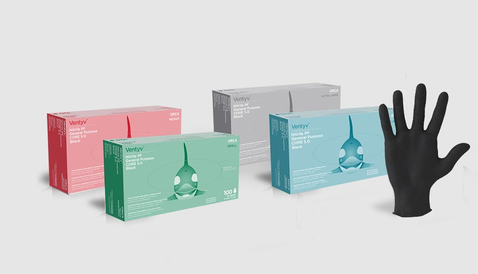 VENTYV CORE 5.0 NITRILE GENERAL PURPOSE GLOVES (ORCA)-10419106, Small, Cs