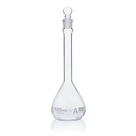 Volumetric Flask, Globe Glass, 100mL, Class A, to Contain (TC), 3.3 Borosilicate Glass, ASTM E288, 6/Box