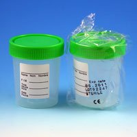 Globe Scientific 5913 Polypropylene Specimen Container with Green 1/4 Turning Screw Cap and Tri-Lingual ID Label, Sterile, Individually Wrapped, Graduated, 4oz Capacity (Case of 100)