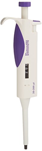 Globe Scientific Diamond PRO 3311-200 Adjustable Volµme Research Micropipette, 20-200µL Volume, Lavender