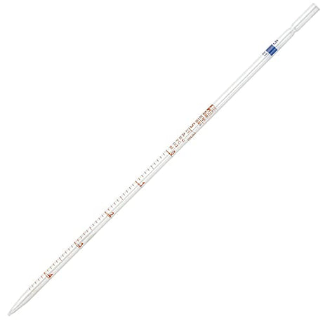 Globe Glass, Serological Pipette, Reusable, 5mL, Class A, to Deliver (TD), 0.1 Graduations, Blue Band, 6/Box