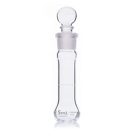Volumetric Flask, Wide Mouth, Globe Glass, 5mL, Class A, to Contain (TC),3.3 Borosilicate Glass, ASTM E288, 6/Box