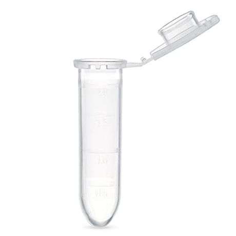 Globe Scientific 111568 Polypropylene Graduated Microcentrifuge Tube with Snap Cap, Round Bottom, Natural, 2mL Capacity, Pack of 1000