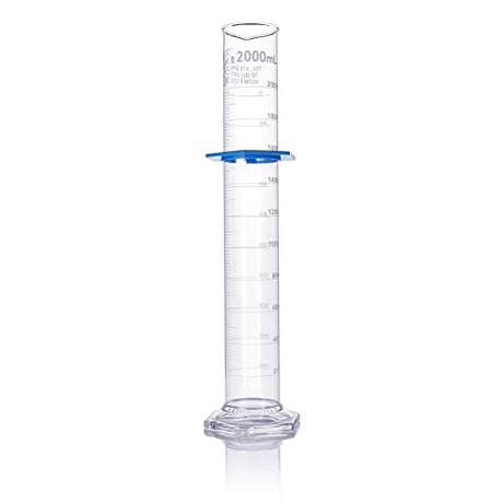 Graduated Cylinder, Globe Glass, 2000mL, Class B, to Deliver (TD), Dual Grads, 3.3 Borosilicate Glass, ASTM E1272, 1/Box