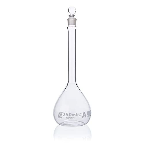 Volumetric Flask, Globe Glass, 250mL, Class A, to Contain (TC), 3.3 Borosilicate Glass, ASTM E288, 6/Box