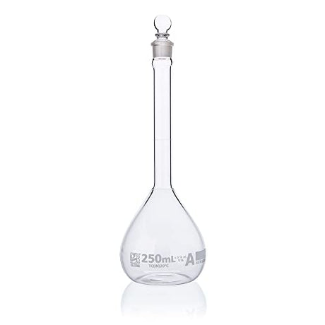 Volumetric Flask, Globe Glass, 250mL, Class A, to Contain (TC), 3.3 Borosilicate Glass, ASTM E288, 6/Box