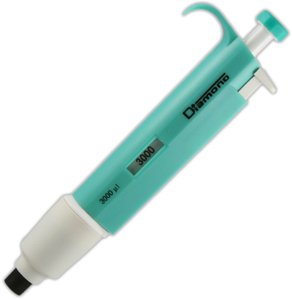 Globe Scientific Diamond 3302-3000 Fixed Volume Pipette, 3000µL Volume, Light Green