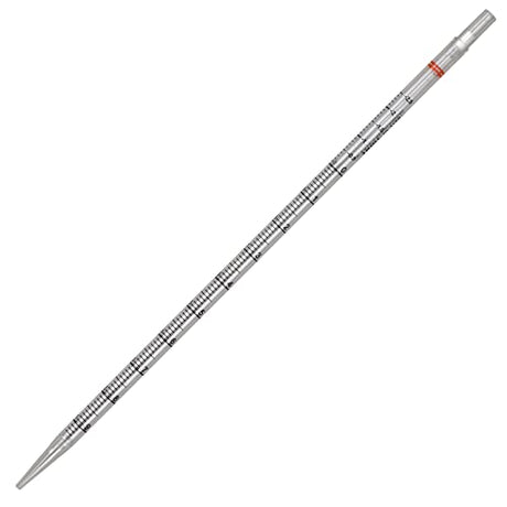 Globe Scientific 1760 Polystyrene UniPlast Serological Pipette, 10mL Capacity, Standard Tip, 297mm Length, Sterile, Orange Striped, Individually Wrapped (Case of 200)