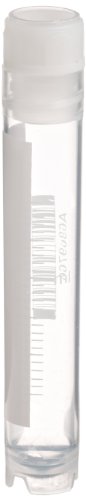 Globe Scientific CryoClear 3005 Polypropylene Barcoded Cryogenic Vial, 4mL Capacity, Sterile, Internal Threads, Attached Screwcap with Molded O-Ring, Round Bottom, Self-Standing (Case of 500)