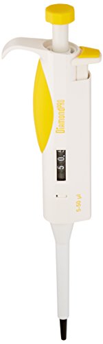 Globe Scientific Diamond PRO 3311-50 Adjustable Volµme Research Micropipette, 5-50µL Volume, Yellow