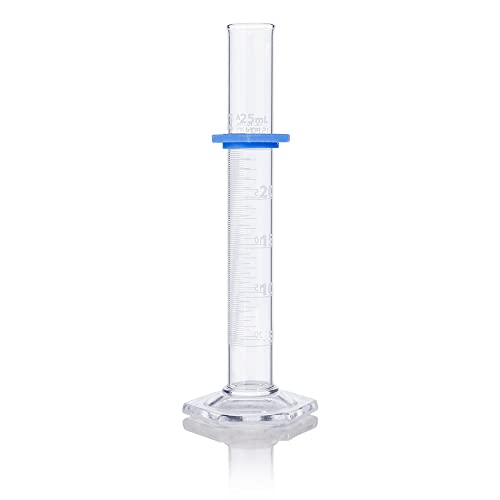 Globe Glass, Graduated Cylinder 8300025 25mL, Class A, to Deliver (TD), Dual Grads, 3.3 Borosilicate Glass, ASTM E1272, 1/Box