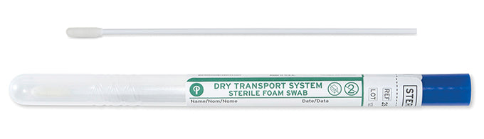 Puritan 6" Sterile Standard Foam Swab w/Polystyrene Handle & Dry Transport Tube - 25-1506 1PF BT, Cs