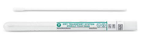Puritan 6" Sterile Standard Foam Swab w/Polystyrene Handle & Dry Transport Tube - 25-1506 1PF BT, Cs