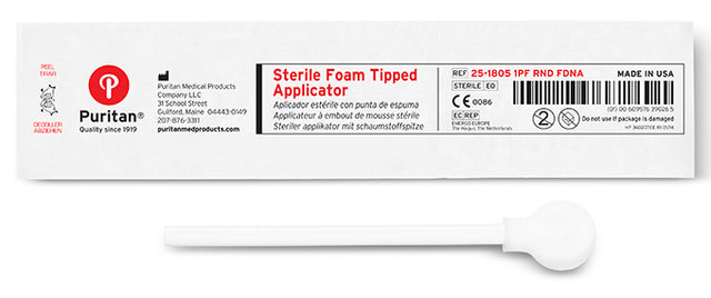 Puritan 5" Sterile DNA-Free Large Round Foam Swab w/Polypropylene Handle - 25-1805 1PF RND FDNA-Pharmacogenomic Testing Swabs, Cs