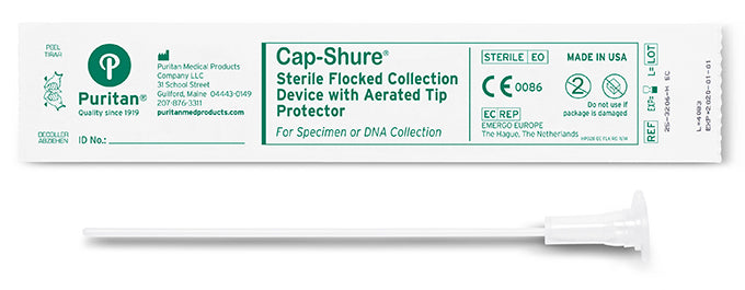Cap-Shure 6" Sterile Elongated HydraFlock Swab & Protective Cap w/Polystyrene Handle - 25-3206-H EC-Molecular Specimen Collection, Cs
