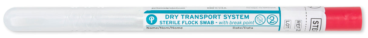 PurFlock Ultra 6" Sterile Large Flock Swab w/Polystyrene Handle & Dry Transport Tube - 25-3406-U BT-DNA Collection System, Cs