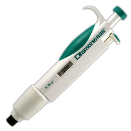 Globe Scientific Diamond PRO 3312-5000 Fixed Volµme Research Micropipette, 5000µL Volume, Light Green