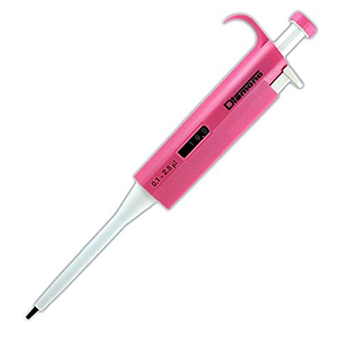 Globe Scientific Diamond 3301-1 Adjustable Volume Pipette, 0.1-2.5µL Volume, Pink