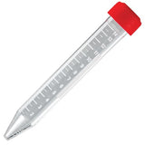 Globe Scientific 6272 Polystyrene Centrifuge Tube with Red Screw Cap, Printed Graduations, Sterile, 15ml Capacity, Pack of 500