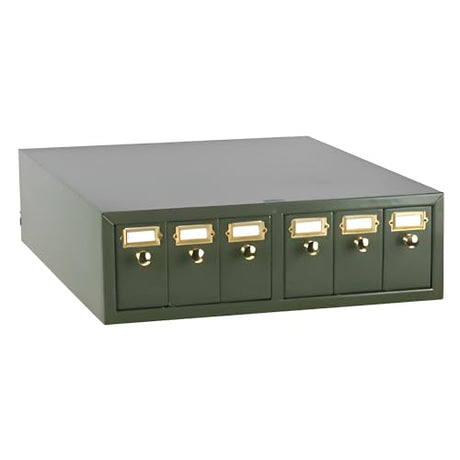 Globe Scientific 1186N65EA Slide Storage Cabinet with 6 Drawers, Holds 4500 Slides, Green