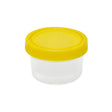 Globe Scientific 6542 Large Capacity Leak Resistant Container with Separate Yellow Screwcap, 3-1/2" Diameter, 4-3/8" Height, 500mL (16oz), PP, Graduated, Pack of 100