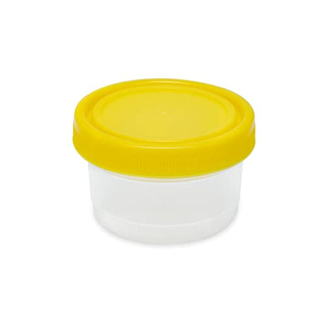 Globe Scientific 6542 Large Capacity Leak Resistant Container with Separate Yellow Screwcap, 3-1/2" Diameter, 4-3/8" Height, 500mL (16oz), PP, Graduated, Pack of 100