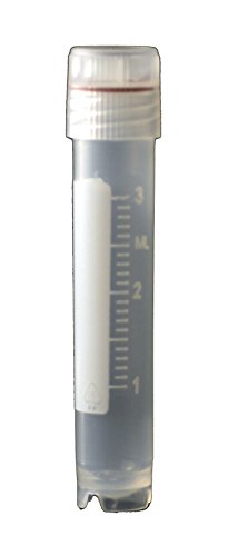 Globe Scientific CryoClear 3013 Polypropylene Barcoded Cryogenic Vial, 3mL Capacity, Sterile, External Threads, Attached Screwcap with Molded O-Ring, Round Bottom, Self-Standing (Case of 500)