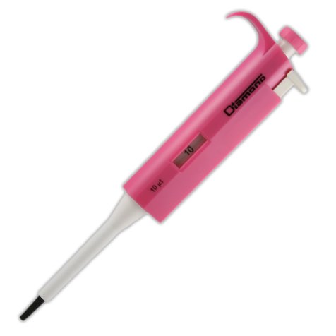 Globe Scientific Diamond 3302-10 Fixed Volume Pipette, 10µL Volume, Pink