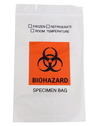 6" x 9" Biohazard Bag for Specimen Collection Clear Plastic Zip Lock Bag 6x9 with Extra Pouch/Pocket for Documentation (100, 6 x 9)