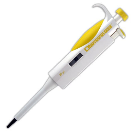 Globe Scientific Diamond PRO 3312-20 Fixed Volµme Research Micropipette, 20µL Volume, Yellow