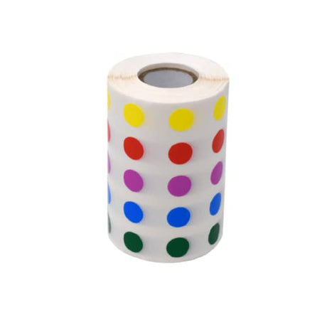 Globe Scientific LCR-13RW Cryogenic Dot Label Roll for 1.5-2mL Tube, 13mm Diameter, Assorted, Roll of 5000