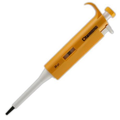 Globe Scientific Diamond 3302-20 Fixed Volume Pipette, 20µL Volume, Yellow