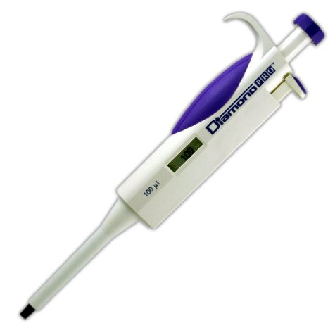 Globe Scientific Diamond PRO 3312-100 Fixed Volume Research Micropipette, 100µL Volume, Lavender