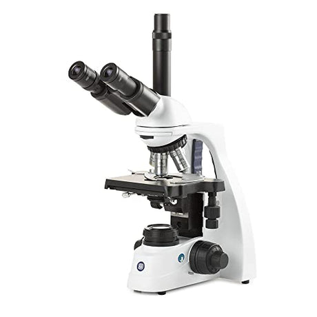 bScope Trinocular Compound Microscope, HWF 10x/20mm Eyepieces & Quintuple Nosepiece with E-Plan EPLI 4/10/S40/S100x Oil Infinity Corrected iOS Objectives Globe Scientific | Euromex