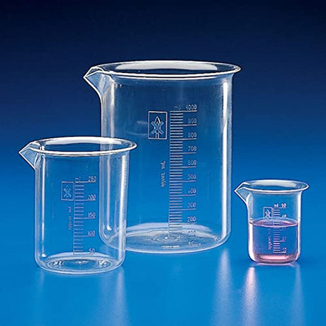 Globe Scientific 601330 Polymethylpentene Griffin Style Low Form Beaker, Molded Graduations, 3000mL Capacity (Pack of 4)