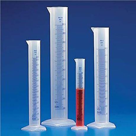 Globe Scientific 602562 Polypropylene Graduated Cylinder, Blue Printed Graduations, 50mL Capacity (Pack of 30)