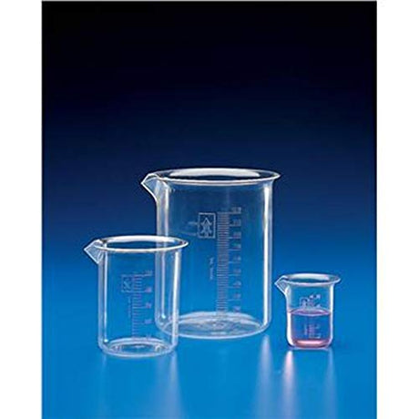 Globe Scientific 601545 Polymethylpentene Griffin Style Low Form Beaker, Molded Graduations, 250mL Capacity (Pack of 16)