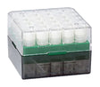 Globe Scientific BioBox 3039G Polycarbonate Storage Box with Transparent Lid for 1mL and 2mL Tubes, Holds 25 Vials, Green (Pack of 8)