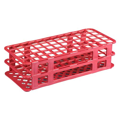 Globe Scientific 456510 Polypropylene Microcentrifuge Tube Rack, 16/17mm Tube, Red, 60-Place