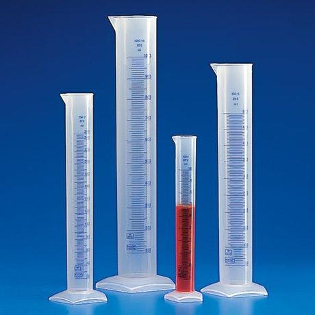 Globe Scientific 602566 Polypropylene Graduated Cylinder, Blue Printed Graduations, 1000mL Capacity (Pack of 6)