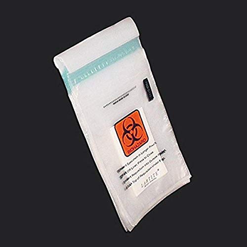 Globe Scientific 4923 Biohazard Bag, 6" x 10", GlueSeal, Absorb Pad