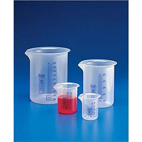 Globe Scientific 600818-1 Polypropylene Griffin Style Low Form Beaker, Printed Graduations, 3000mL Capacity