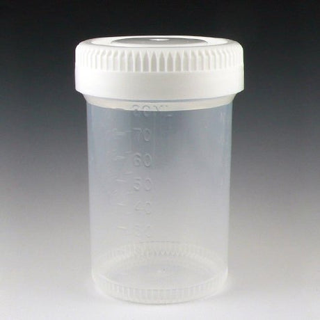 Globe Scientific Tite-Rite 6524 Polypropylene Leak Resistant Containers with Polyethylene Separate Screw Cap, Non-Sterile, Bulk Packaging, 90mL Capacity (Case of 400)