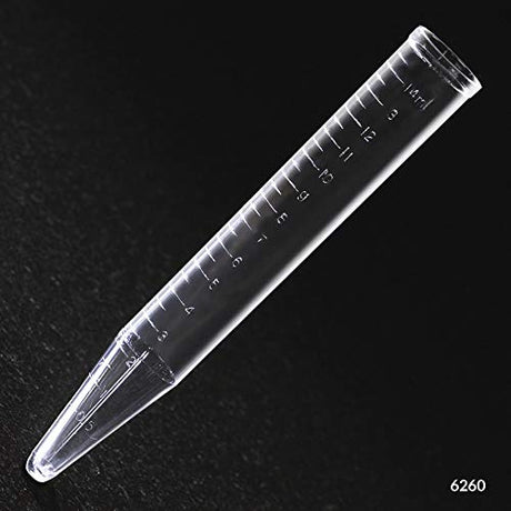 Globe Scientific 6260-250 Centrifuge Tube, Molded Graduations, PS, 2 mm Height, 14.5 mm Wide, 16 mm Length, 15 mL (Pack of 250)