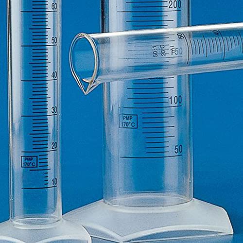 Globe Scientific 602576 Polymethylpentene Graduated Cylinder, Blue Printed Graduations, 1000mL Capacity (Pack of 6)