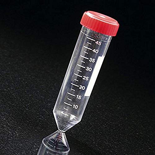 Globe Scientific 6254 Polystyrene Centrifuge Tube with Attached Red Screw Cap, 50mL Capacity, Sterile, Bag Pack (Case of 500)