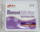 Globe Scientific Diamond 1358B White Glass Charged Microscope Slide, 25 x 75mm Size, Ground Edges, Blue Frosted (1,440 slides)
