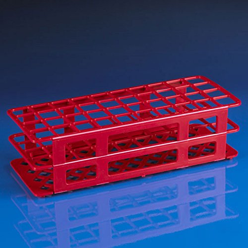 Globe Scientific 456710 Polypropylene Microcentrifuge Tube Rack, 25mm Tube, Red, 40-Place
