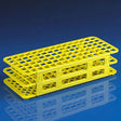 Globe Scientific 456406 Polypropylene Microcentrifuge Tube Rack, 12/13mm Tube, Yellow, 90-Place